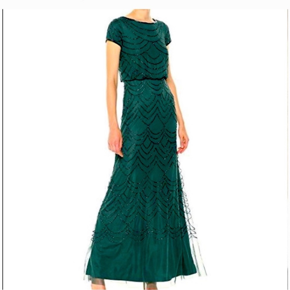 Adrianna Papell Emerald Beaded Maxi Dress